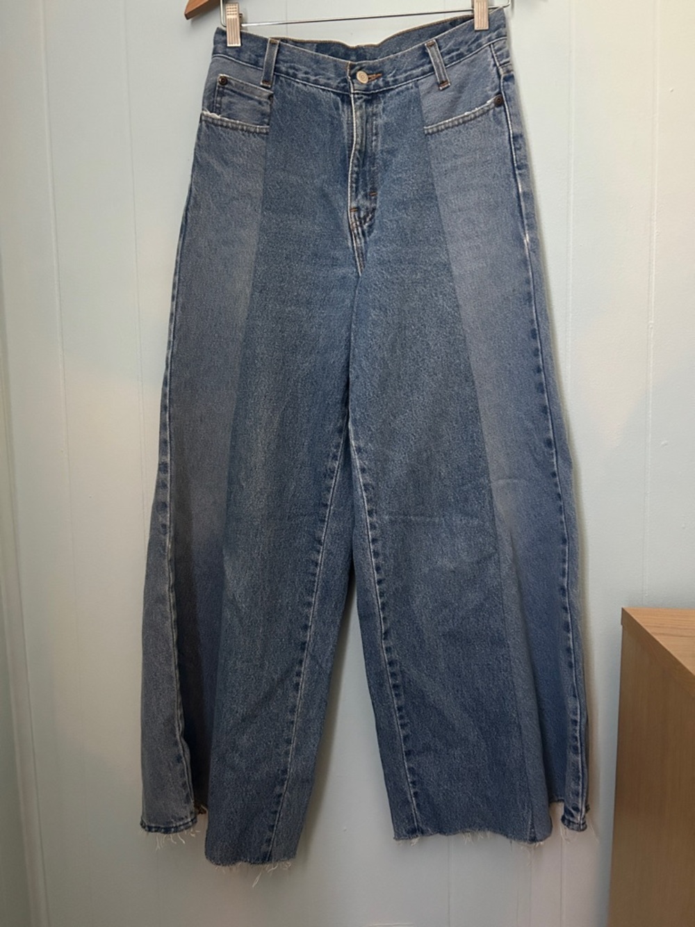 High-Waist Wide Leg Panel Jeans - Blue